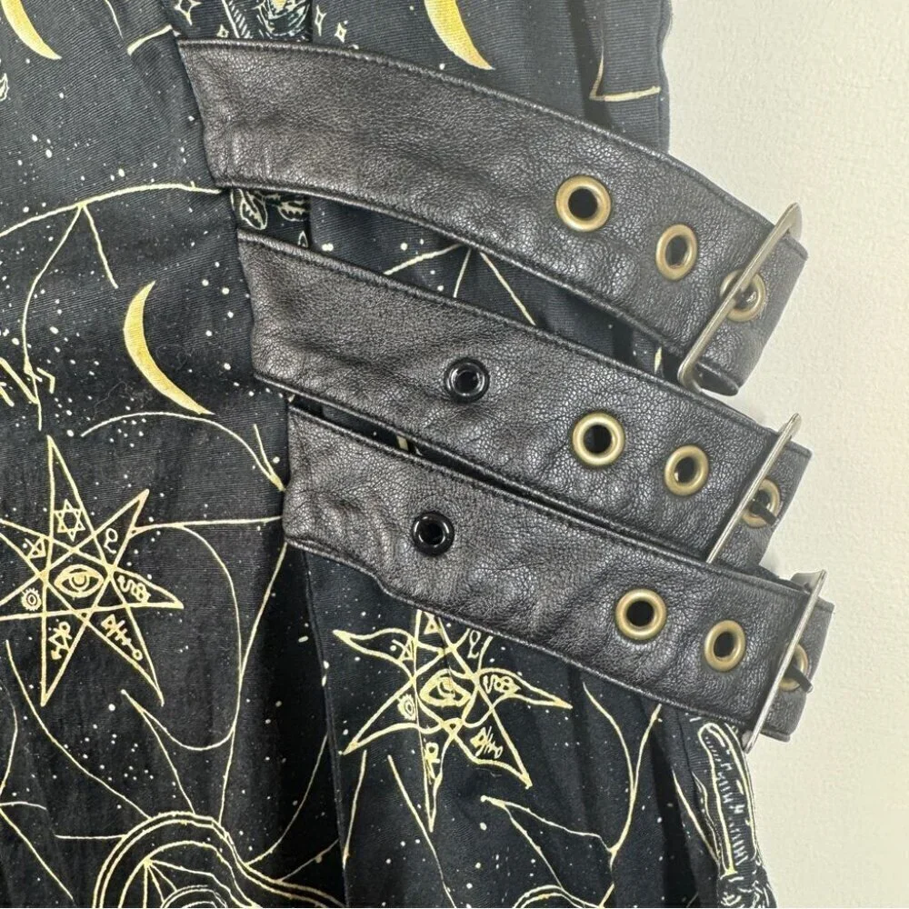 Spin Doctor Hell Bunny Y2K Pentagram Constellations Gothic Black Mini Dress S - Picture 6 of 15